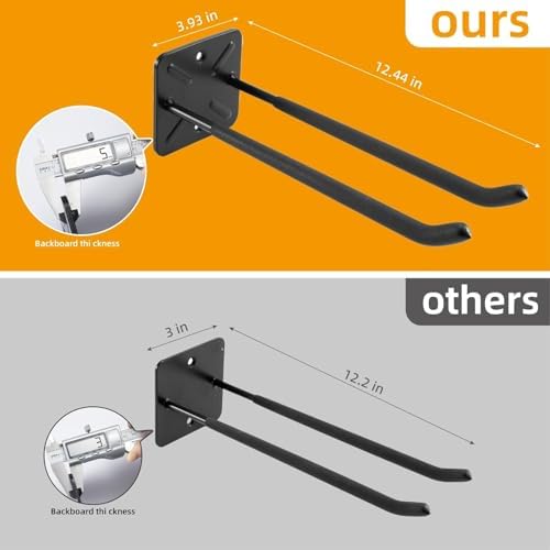 Sinoer 6 Pack Metal Wall Mount Garage Double Storage Hooks - Image 2