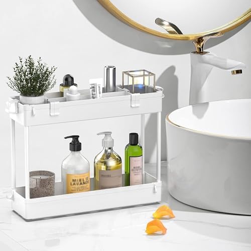 2 Pack 3 Tier Slim Storage Cart, Bathroom Rolling Utility Organizer - Image 4