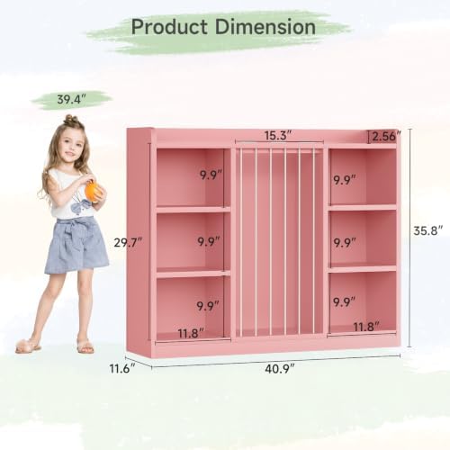 ONBRILL 2-in-1 Toy Storage Organizer with Stuffed Animal Storage, Pink - Image 3