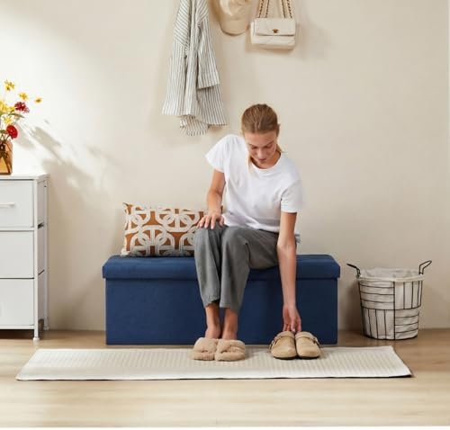 DUMOS 43 Inch Folding Storage Ottoman Bench, Large Ottoman with Storage - Image 2