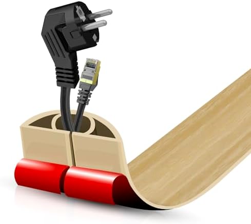 Floor Cord Cover Self Adhesive Cord Hider,3.3FT Cable Management, Extension Strip Protector for Wires, Prevent Cable Trips for Offices, Gyms, Exhibitions Cavity:0.51"(W) x0.3(H) WoodLightyellow by DBHXXMB-HH