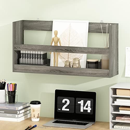 Furinno Hermite Multipurpose Wall Mounting Storage Shelf, French Oak (Pack of 2) - Image 2