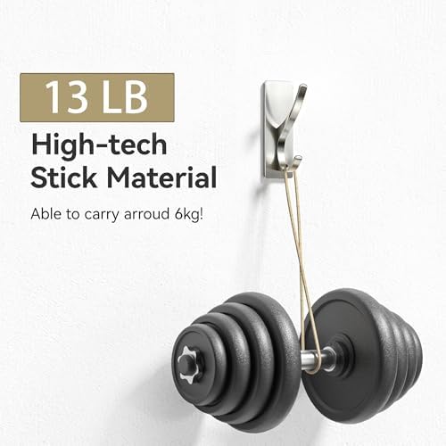 pickpiff 10 Pcs Brush Nickel Self-Adhesive Hook, 13LB Hanger for Coat/Towel - Image 2