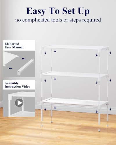 Kitsure Shoe Rack - Non-Woven Shoe Rack Shelf, Shoe Organizer for Closet, Entryway, Garage & Corridor, Stackable Shoe Shelves, 27.5" Wide - 3 Tier, White - Image 6