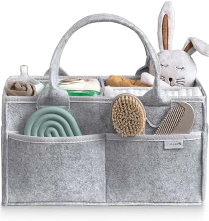 PUTSKA Baby Diaper Caddy Organizer, Felt Nursery Basket, Gray, Regular by Putska