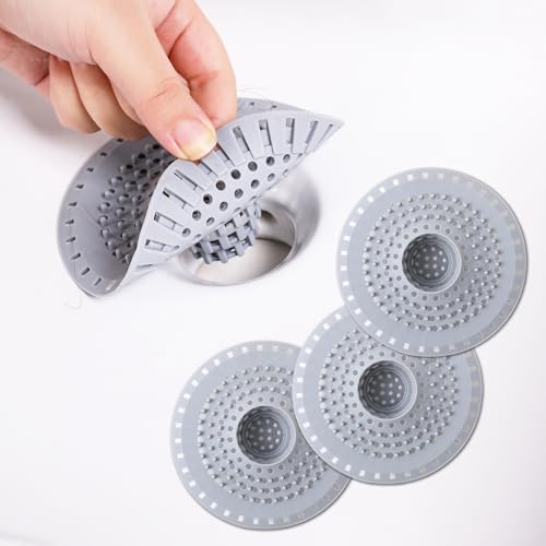 Bathtub Drain Hair Catcher, Silicone Tub Hair Catcher Drain Protector Strainer, Collapsible Shower Hair Drain Catcher Strainer for 1.48'' to 1.75'' Regular Drains, 3PCS by Tesdluy