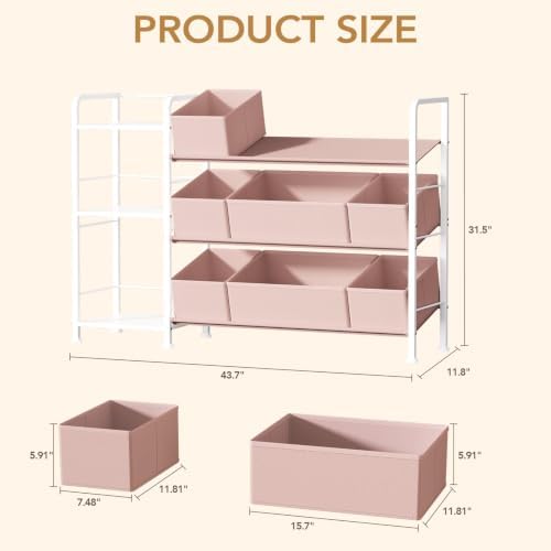BBLIKE Kids Bookshelf and Toy Storage Organizer with 9 Removable Toy Bins - Image 3
