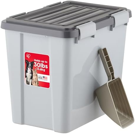 IRIS USA Dog Food Storage Container, Up to 30 lbs, Gray/Dark Gray by Unknown