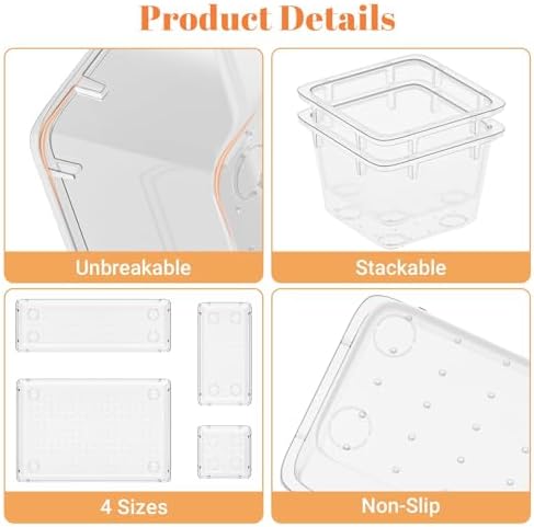 SpaceHacks 15 PCS Plastic Drawer Organizer Set, Drawer Storage Trays - Image 4