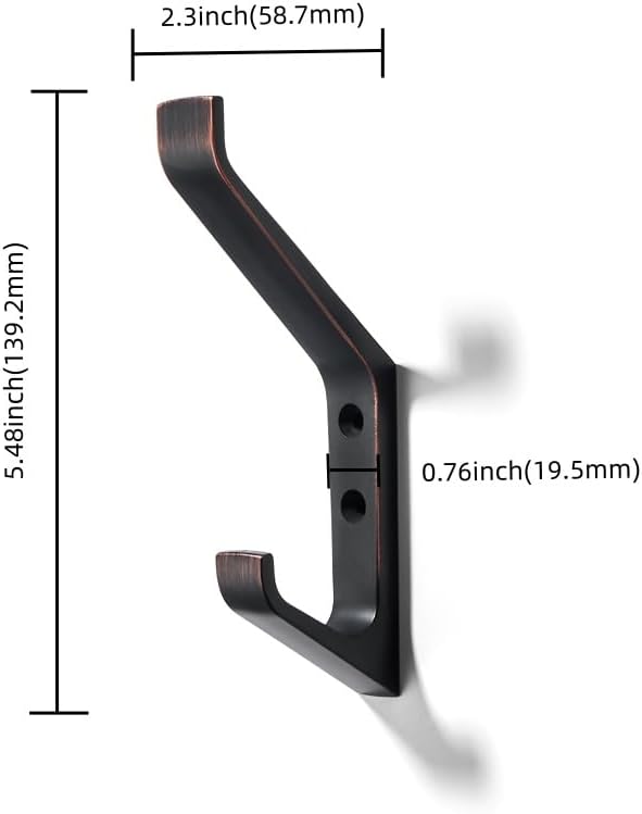 khtumeware 3 Pack 5-3/4 inch zinc Alloy Oil Rubbed Bronze Coat Hooks Modern and Simple Design Bathroom, mudroom Hook, Kitchen Towel Hook,Venetian Bedroom Coat and hat Hook, Towel Robe Hooks - Image 2