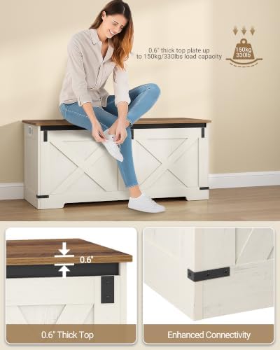 Hzuaneri 43 inches Farmhouse Storage Chest and Bench | 55 Gal | 330lb Seat - Image 6