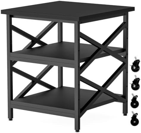 23.6"x23.6" Large Printer Stand with Adjustable Storage Shelf by TUMAN+Pro