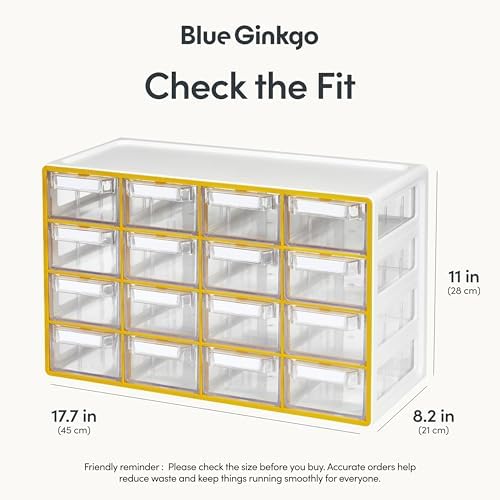 Blue Ginkgo 16-Drawer Storage Cabinet Organizer, Yellow, Made in Korea - Image 2