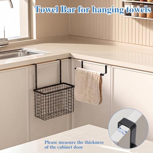 Cabinet Door Organizer with Towel Bar, Hang over Cabinet Door Storage, Under Sink & Kitchen Cabinet Organizer for Cutting Board, Baking Sheet, Foil, Plastic Wrap, Carbon Steel, 2 Pack - Image 5
