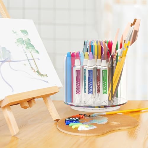 2 Pack Pen Pencil Holder for Kids, Rotating Pen Holder for Desk Organizer, 4 Compartments Art Supply Marker Organizer and Storage, Kids Desk Organizer Marker Holder Caddy Art Supply Organizer for Desk - Image 6