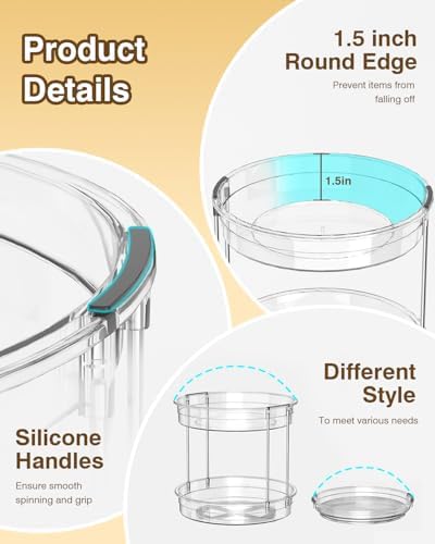 INCOSTAR 3 Pack Clear Lazy Susan Turntable 9'' & 11.8'' for Cabinet - Image 4