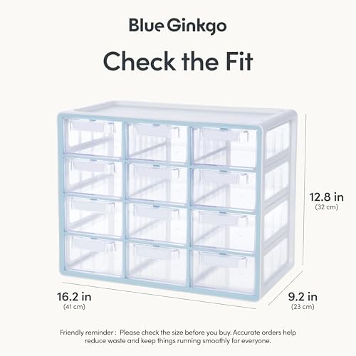 Blue Ginkgo 12-Drawer Storage Cabinet Organizer, Blue, Made in Korea - Image 2