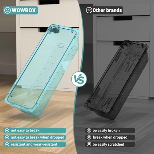 WOWBOX 16 PCS Plastic Drawer Organizer Set, 4 Sizes Desk Drawer Organization and Storage Containers for Makeup, Cosmetics, Jewelry and Gadgets in Kitchen, Bathroom, Bedroom, Office, Clear Sea Blue - Image 4