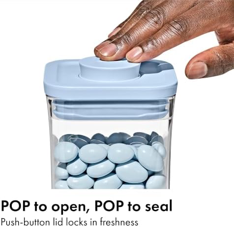OXO Good Grips 3-Piece POP Container Set with Mini Scoops — Sky Blue, 1.1 Qt/1 L Capacity, Airtight Pop-Up Container with Push-Button Seal, Kitchen Storage Canisters for Cereal and Snacks - Image 3