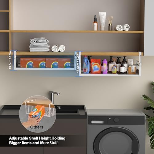 AmonHouseware 2Pack Expandable Under Shelf Storage Basket Organizer,White - Image 4