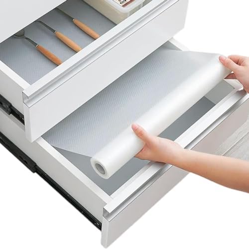 Shelf Liner Drawer Liner for Kitchen Cabinets Non-Adhesive by Linda’s Essentials (17.7 x 120 Inches) - Non-Slip Easy Clean Kitchen Cabinet and Cupboard Protector, Waterproof Mat, Clear Roll by LindasEssentials
