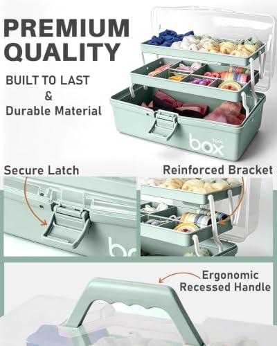 TERGOO 13in Lager Plastic Craft Organizer and Storage 3-Layer Tackle Box - Image 3