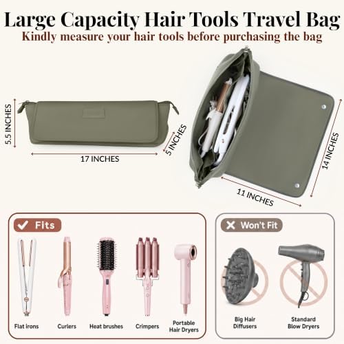 BAREFOOT CARIBOU Hair Tools Travel Bag and Heat Resistant Mat 17" (Olive) - Image 3