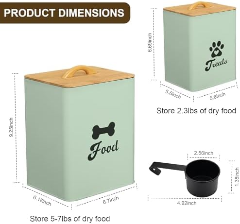 Dog Treat Container 2PCS, Dog Food Storage Container with Lids Airtight, Dog Treat Jars for Kitchen Counter-7+3Lbs (Saga Green) - Image 4