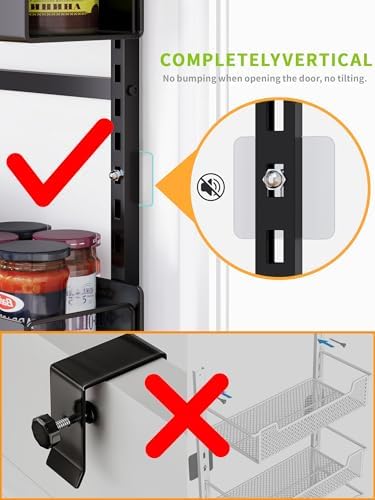 8-Tier Over Door Organizer, Sturdy Slim Hanging Spice Rack for Cabinet & Pantry, Black - Image 6