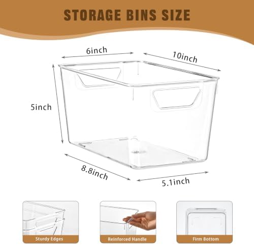 Freebat 12 Pack Pantry Organization and Storage,Clear Plastic Storage Bins - Image 2