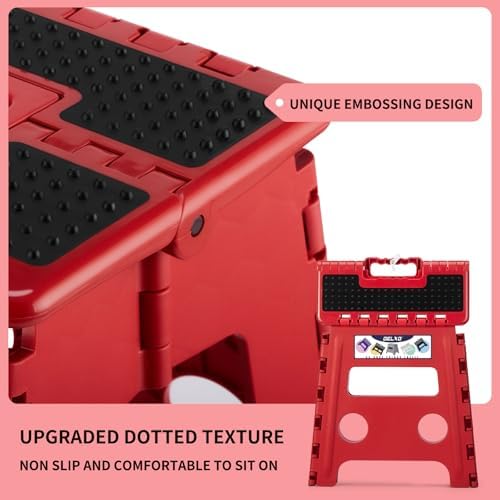 Delxo Folding Step Stool 13 Inch,300 Lbs Step Stool for Adults Red - Image 5