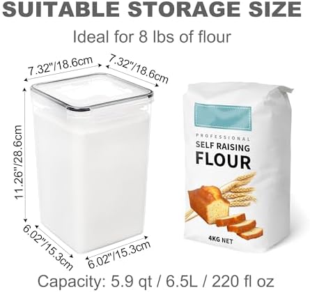 Large Food Storage Containers with Lids Airtight 6.5L / 5.9 quart, for Flour, Sugar, Baking Supply and Dry Food Storage, PANTRYSTAR 2PCS BPA Free Plastic Canisters for Kitchen Pantry Organization - Image 2