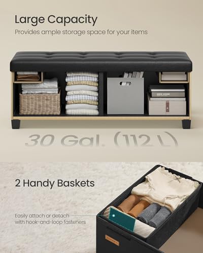 SONGMICS Storage Ottoman Bench with Legs, 43.3 Inches, 30 Gal. (112 L) - Image 6