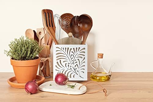 360° Rotating Wooden Utensil Holder Countertop Organizer 5.5"x6.3" - Image 2