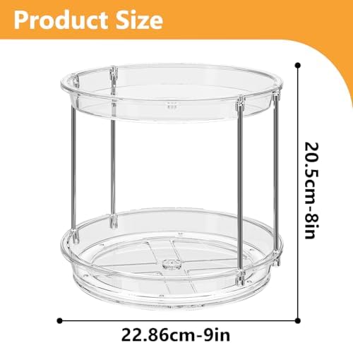 Rotating Makeup Organizer for Vanity, Skincare Holder with 2 Tier Tray - Image 4