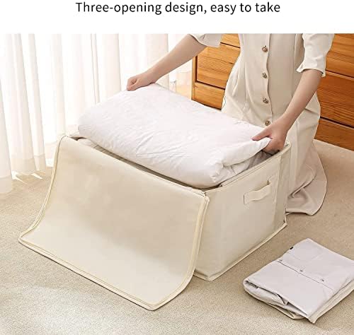 3 Pack Canvas Comforter Storage Bags for Clothes & King Comforters, Natural - Image 3