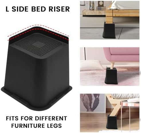 MYMULIKE Bed Risers 4 inch,6 inch, 8 inch, Oversized Furniture Risers, Support Up to 6000 Lbs, Lift 4 inch for Couch, Sofa, Table,Chair (Black 8 Pack, 6 inch) - Image 3