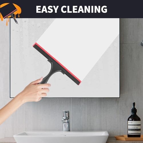 SetSail Squeegee for Shower Glass Door,10 Inches, Black Red - Image 5
