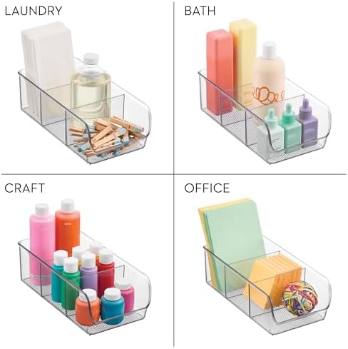 iDesign Stackable 3-Section Divided Storage Bin, Set of 2, Clear - Image 7
