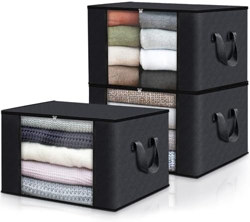 Fab totes 3 Pack Storage Bags for Clothes Blanket Storage Bins with Lids by Fabtotes