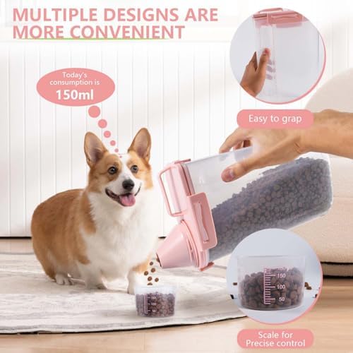 SenseYo Pet Food Storage Container Bin 2.5 lb Portable BPA Free Cat Dog Food Storage Container Dispenser with Measuring Cup and Seal Buckle for Small Animal Kibble Bird Seed Oatmeal Rice Flour - Image 4