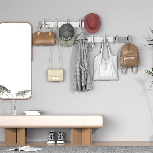 VAEHOLD Hat and Coat Wall Mount Rack - Hooks for Robes, Bags, Keys, and Towels - Bathroom Towel Hanger Organizer (Polished Chrome, “T“ Shape 5 Hooks 1 Pack) - Image 5