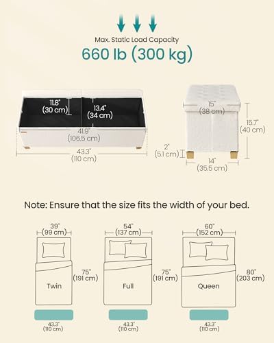 SONGMICS Storage Ottoman Bench with Legs, Flipping Lid, 43.3 Inches - Image 2