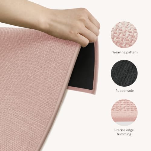 chakme Bathroom Rugs Mat 32x17, Ultra Thin Non Slip Bath Mat Quick Dry Absorbent Bath Mat for Bathroom Floor, (Pink, 32"x17") - Image 5