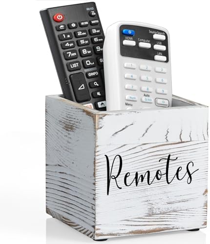 DRASTAR Remote Control Holder, Wood TV Remote Holder, Remote Storage Caddy, Remote Control Organizer (Retro White, 1 Slot) by EnhanceYourDailyLife