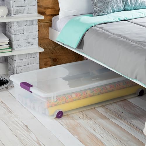 Sterilite 8-Pack 60 Quart ClearView Latch Box, Wheeled Underbed Organizer Bins with Latching Lids - Clear Plastic Organization Containers for Closet, Bedroom, Shelving Units and Everyday Home Storage - Image 5