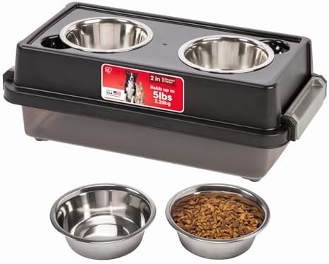 IRIS USA Elevated Dog Bowls 6" H, up to 5 lb Storage, Smoke, Made in USA by Unknown
