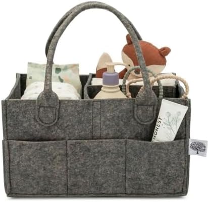 Parker Baby Co. Felt Diaper Caddy Organizer - Regular, Charcoal by ParkerBabyCo