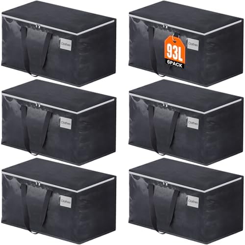 Fabspace Heavy Duty Moving Bags, 125L Collapsible Storage Totes, 6-Pack by Fabspace
