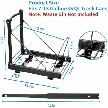 Pull Out Trash Can w/ Soft-Close for Cabinets, Under Sink No Drill Drawer - Image 5